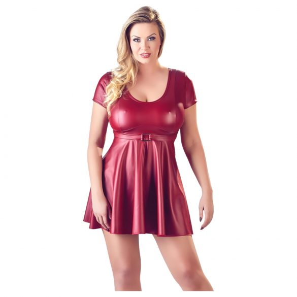 Cottelli Plus Size - mini obleka v obliki črke A (bordo)  - XL