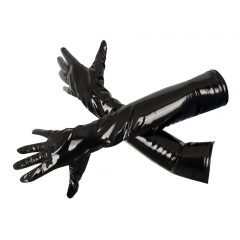 Black Level - rokavice iz sijajnega laka (črne) - XL