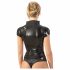 LATEX - Ženski top s kratkimi rokavi in zadrgo (črn)  - S