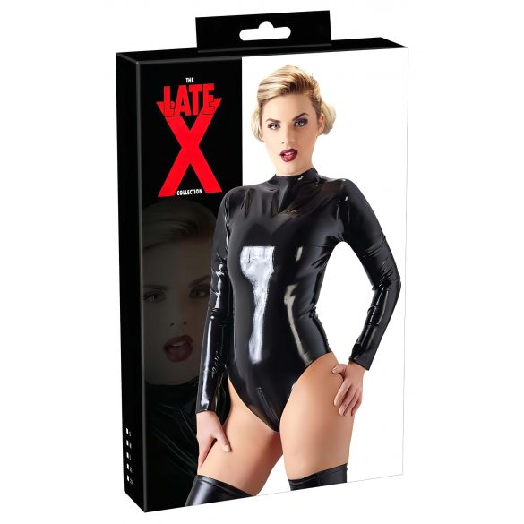 LATEX - žensko telo z dolgimi rokavi (črno)  - 2XL