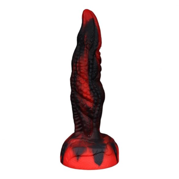 OgazR Hell Dong - Urezan dildo z lepljivimi blazinicami - 20 cm (črno-rdeč) 