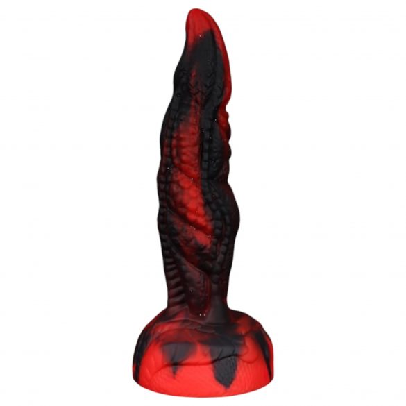 OgazR Hell Dong - Urezan dildo z lepljivimi blazinicami - 20 cm (črno-rdeč) 