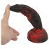 OgazR Hell Dong - utorni rebrasti dildo s priseskom - 20 cm (črno-rdeča)