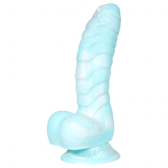 OgazR Sea Serpent - Dildo z žlebovi in objemko - 17 cm (modro-bela) 