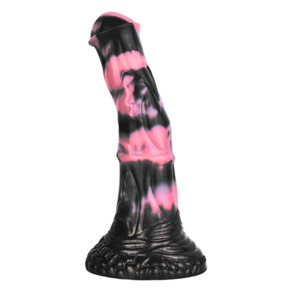 Bad Horse - Silikonski dildo z orodjem za konje - 18 cm (črno-rožnat) 