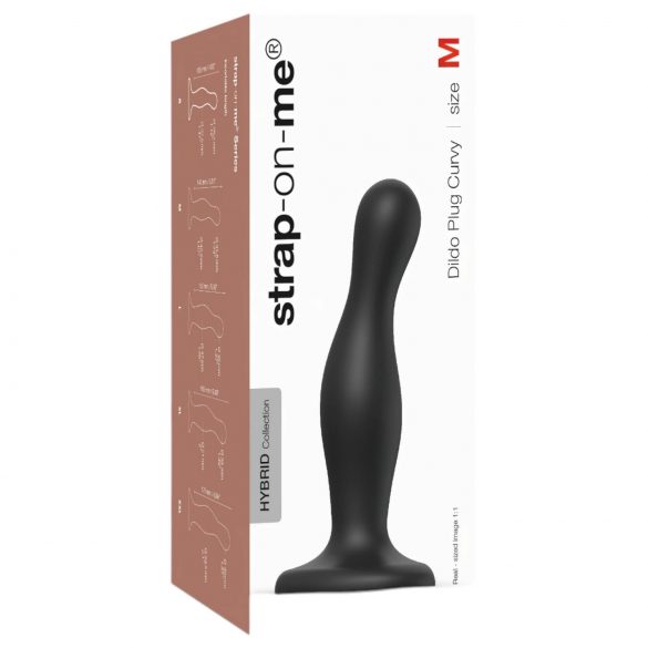 Strap-on-me Curvy M - valovit dildo z nogami (črn) 