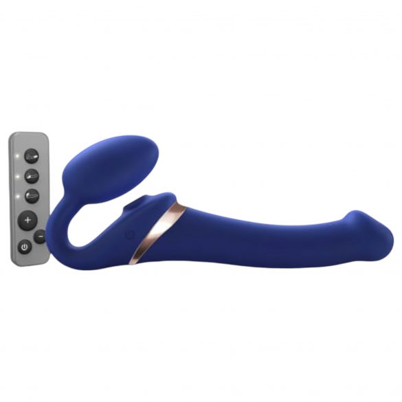 Strap-on-me M - zračni vibrator brez naramnic - srednji (modri) 