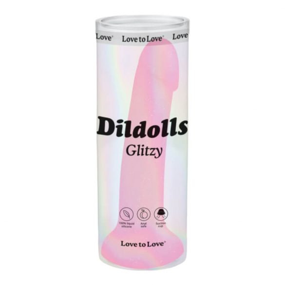 Dildolls Glitzy - lepljivi silikonski dildo (roza) 