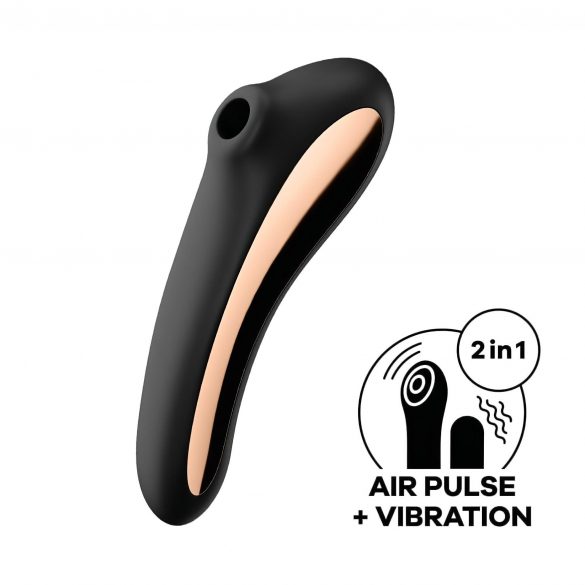 Satisfyer Dual Kiss - vaginalni in klitorisni vibrator za polnjenje (črn) 