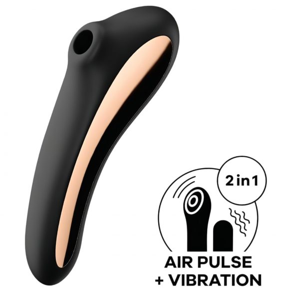 Satisfyer Dual Kiss - polnilni vaginalni in klitorisni vibrator (črn)