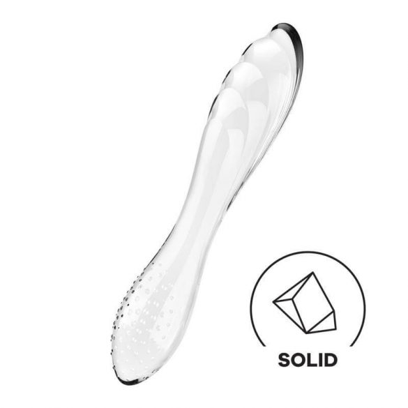 Satisfyer Dazzling Crystal 1 - stekleni dildo z dvema koncema (prosojen) 