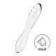 Satisfyer Dazzling Crystal 1 - stekleni dildo z dvema koncema (prosojen) 