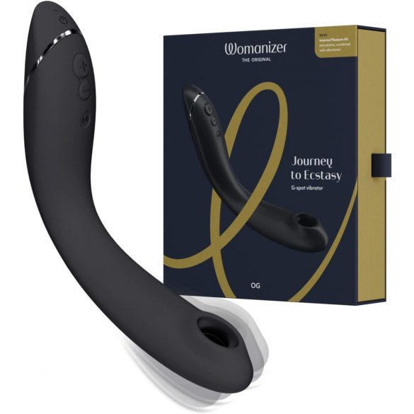 Womanizer OG - polnilni, vodoodporni vibrator 2v1 airwave G-točka (črn) 