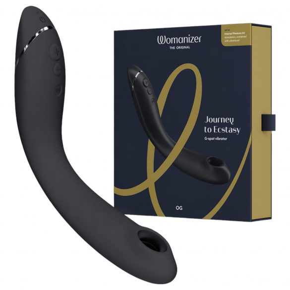 Womanizer OG - polnilni, vodoodporni vibrator 2v1 airwave G-točka (črn) 