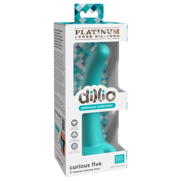 Dillio Curious Five - lepljivi silikonski dildo (15 cm) - turkizni 