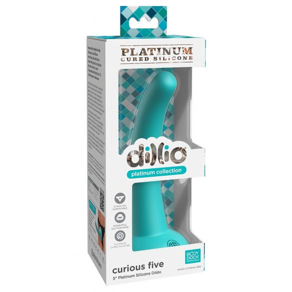 Dillio Curious Five - lepljivi silikonski dildo (15 cm) - turkizni 