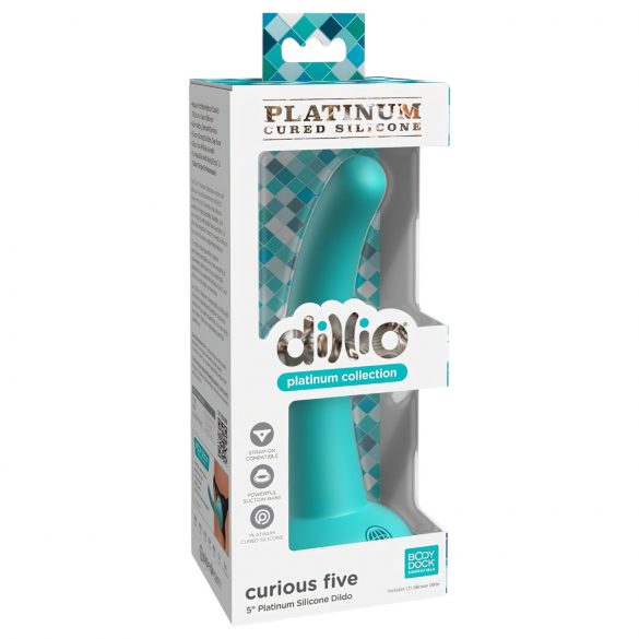 Dillio Curious Five - silikonski dildo s prisesko (15 cm) - turkizna