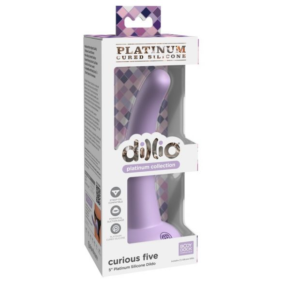 Dillio Curious Five - lepljivi silikonski dildo (15 cm) - vijolična 