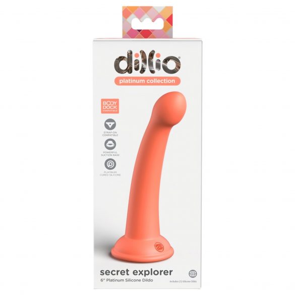 Dillio Secret Explorer - Silikonski dildo z objemko (17 cm) - oranžna 