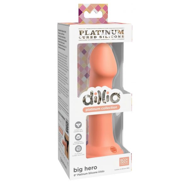 Dillio Big Hero - Silikonski dildo z objemko (17 cm) - oranžna 