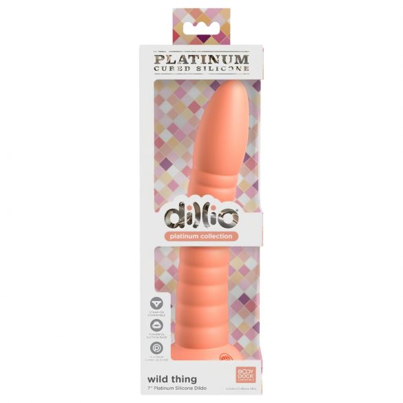 Dillio Wild Thing - vakuumsko dno, rebrast dildo (19 cm) - oranžna