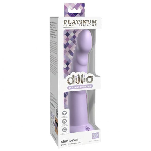 Dillio Slim Seven - stimulatorni dildo s priseskom (20 cm) - vijoličen