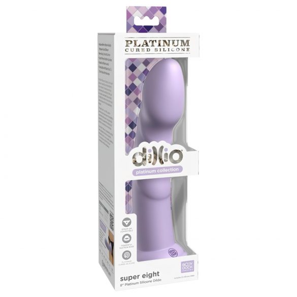 Dillio Super Eight - silikonski dildo s priseskom (21 cm) - vijoličen