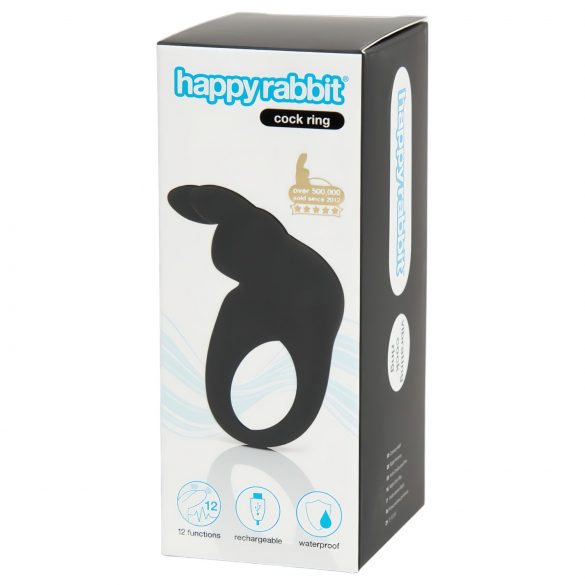 Happyrabbit Cock - Vibracijski obroček za penis na baterije (črn) 