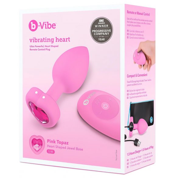 b-vibe heart - brezžični analni vibrator z radiem (roza) 