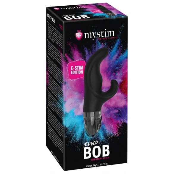 mystim Hop Hop Bob E-Stim - brezžični električni vibrator z nihajno roko (črn) 