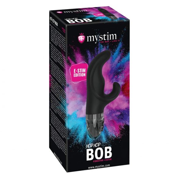 mystim Hop Hop Bob E-Stim - brezžični električni vibrator z nihajno roko (črn) 