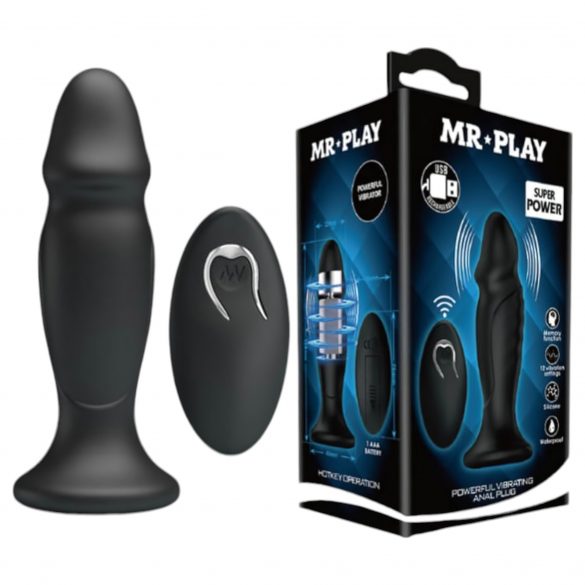 MR. PLAY - radijsko vodeni analni vibrator z možnostjo polnjenja (črn) 