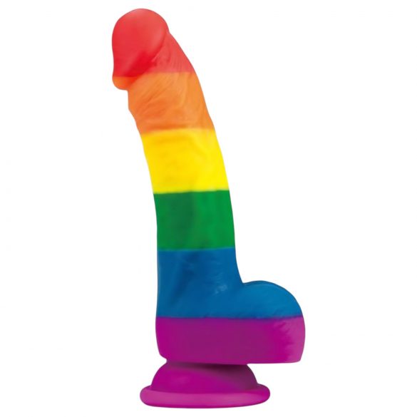 Lovetoy Prider - realističen dildo iz tekočega silikona - 19 cm (mavrica) 