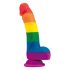 Lovetoy Prider - realističen dildo iz tekočega silikona - 19 cm (mavrica) 