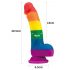 Lovetoy Prider - realističen dildo iz tekočega silikona - 19 cm (mavrica) 