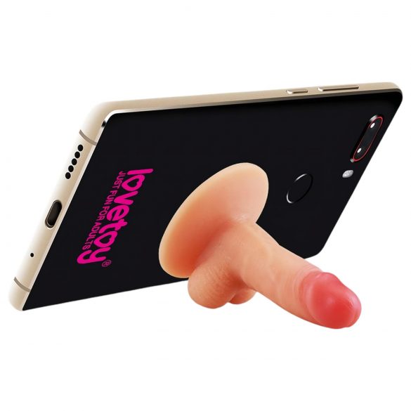 Lovetoy - sesalno dno držalo za telefon - mini dildo (naraven)