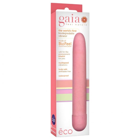 Gaia Eco L - okolju prijazen vibrator na palici (roza) - velik 