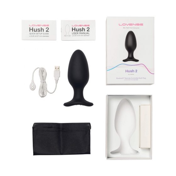 LOVENSE Hush 2 L - majhen analni vibrator za polnjenje (57 mm) - črn