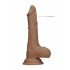 RealRock Dong 7 - realistični dildo s testisi (17 cm) - temno naraven 