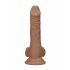 RealRock Dong 7 - realistični dildo s testisi (17 cm) - temno naraven 