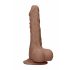 RealRock Dong 7 - realistični dildo s testisi (17 cm) - temno naraven 