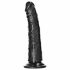 RealRock Slim - realističen dildo z lepljivimi nogami - 15,5 cm (črn) 