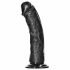 RealRock Curved - ukrivljeni realistični dildo z lepljivimi nogami - 15,5 cm (črn) 