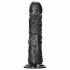 RealRock Curved - ukrivljeni realistični dildo z lepljivimi nogami - 15,5 cm (črn) 