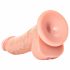 RealRock Curved - realistični dildo s testisi - 15,5 cm (naravni) 