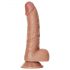 RealRock Curved - realistični dildo s testisi - 15,5 cm (temno naraven) 