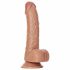 RealRock Curved - realistični dildo s testisi - 15,5 cm (temno naraven) 