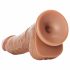 RealRock Curved - realistični dildo s testisi - 15,5 cm (temno naraven) 