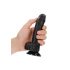 RealRock Curved - realistični dildo s prijemalko za testise - 15,5 cm (črn) 