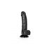 RealRock Curved - realistični dildo s prijemalko za testise - 15,5 cm (črn) 